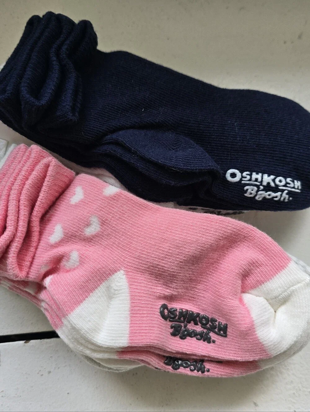 OshKosh B'gosh Pink & Light Gray Striped Crew Socks